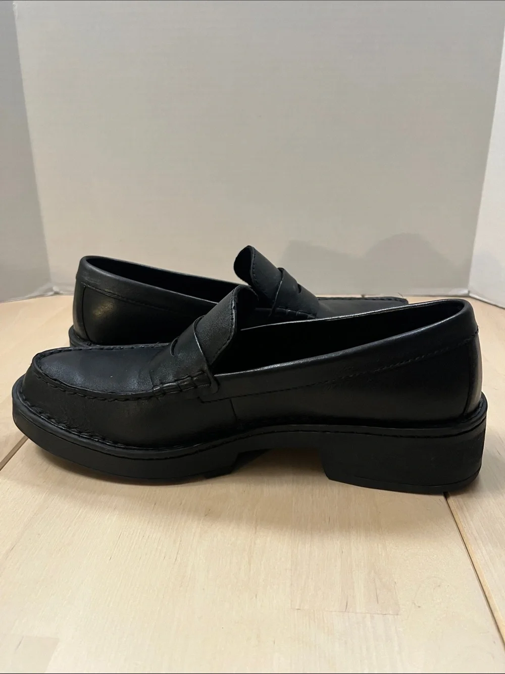 Born Black Leather Carrera Loafers Chunky Heeled Slip On Shoes Women’s 10 M